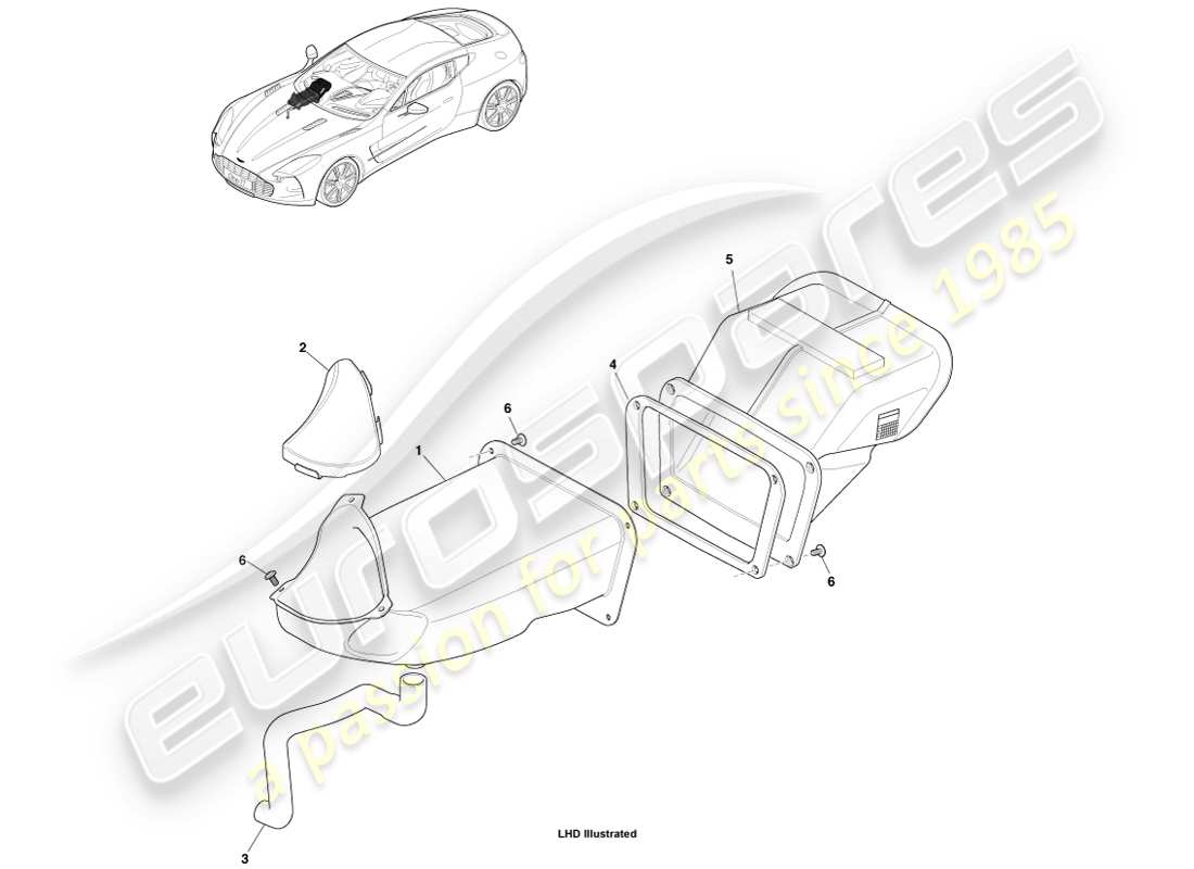 aston martin one-77 (2011) teilediagramm für luftansaugkanäle