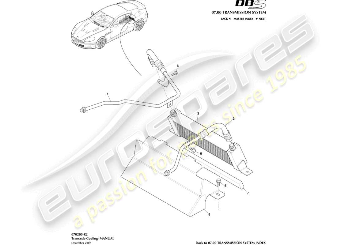 ein teilediagramm aus dem teilekatalog aston martin dbs (2011)