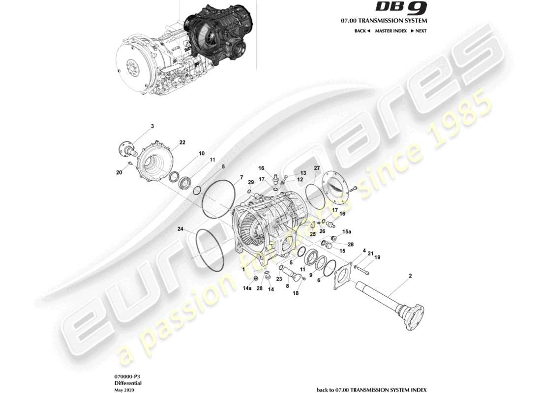 aston martin db9 (2012) differential teilediagramm