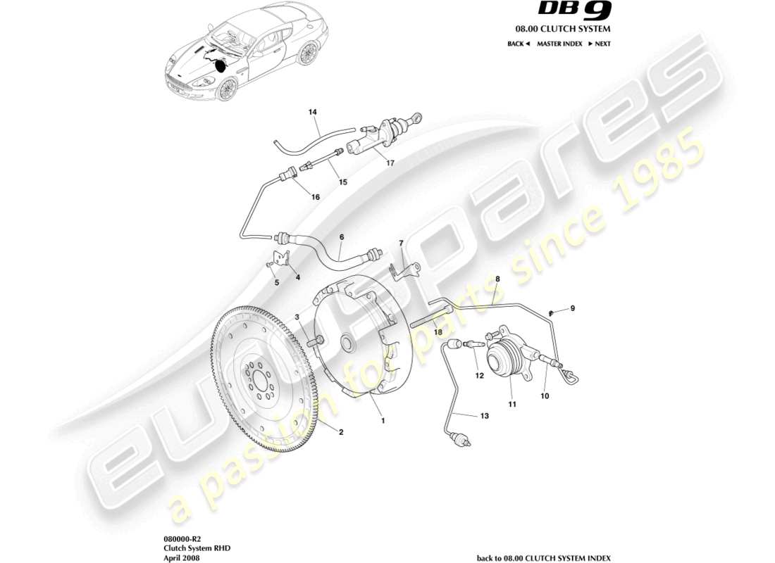 eine Teilezeichnung aus dem Aston Martin DB9 (2004) Teilekatalog