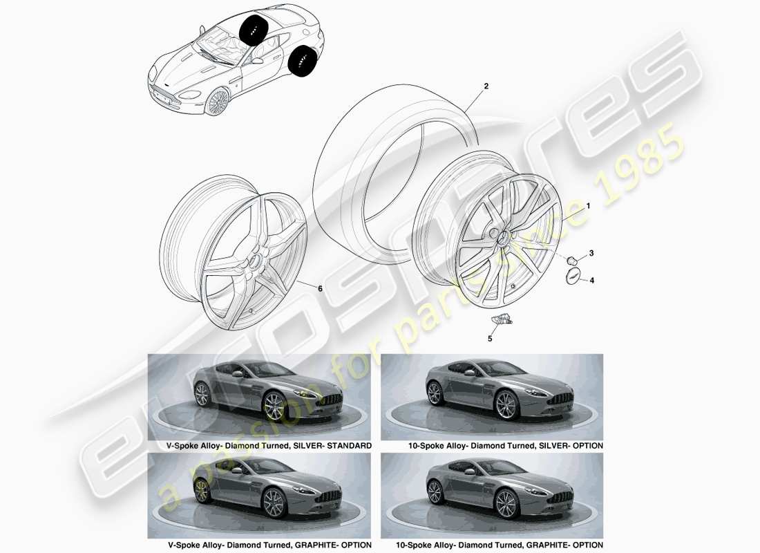 eine teilezeichnung aus dem aston martin v8 vantage (2005) teilekatalog