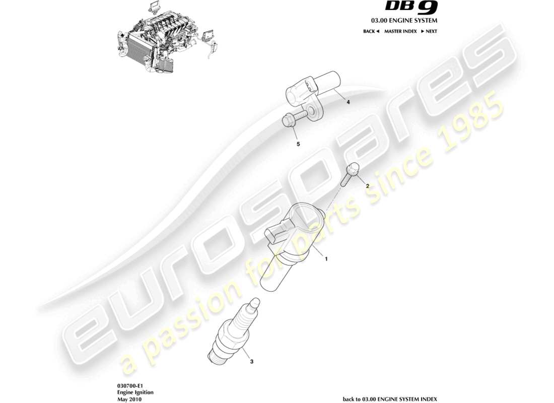 ein teilediagramm aus dem teilekatalog aston martin db9 (2012)