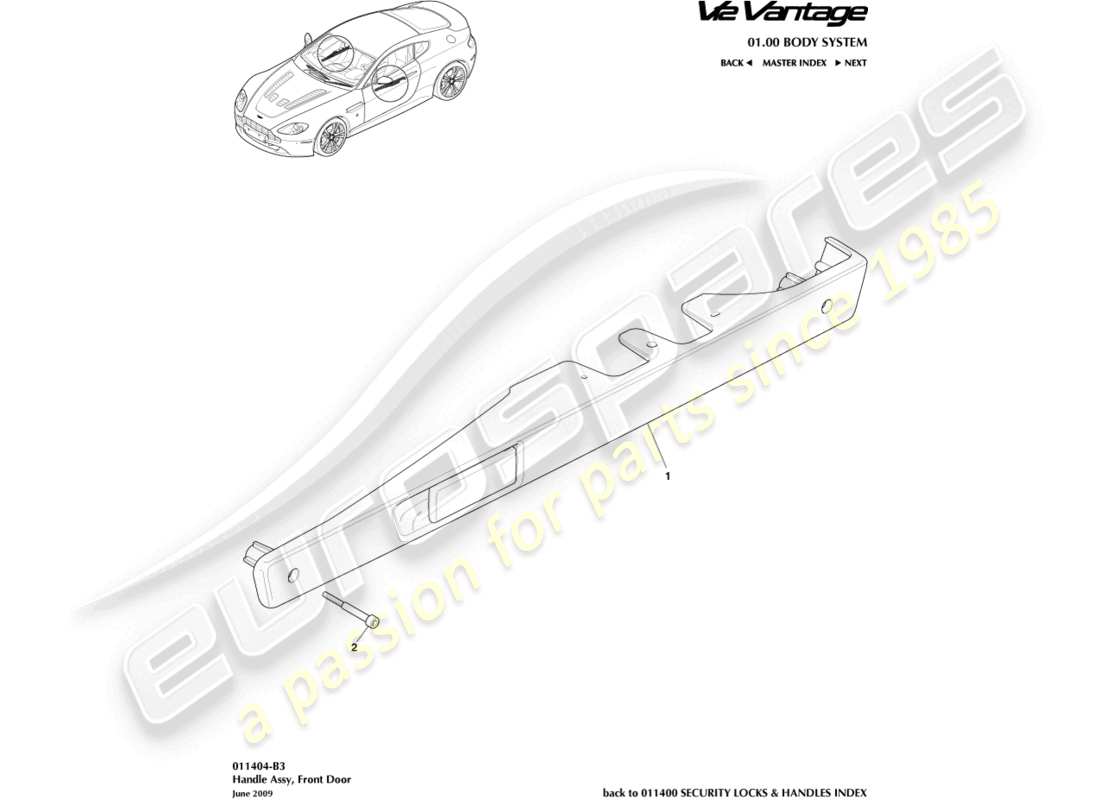 aston martin v12 vantage (2012) teilediagramm der griffbaugruppe
