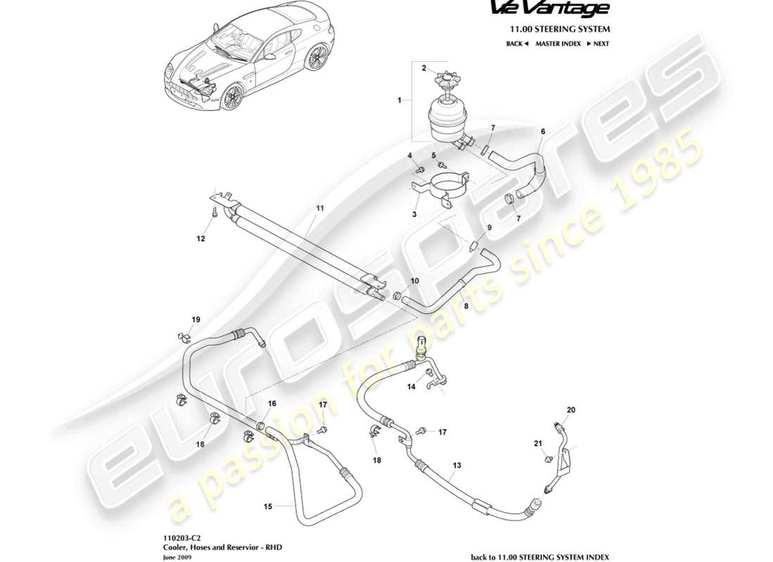 aston martin v12 vantage (2012) kühler, schläuche und behälter, rhd-ersatzteildiagramm