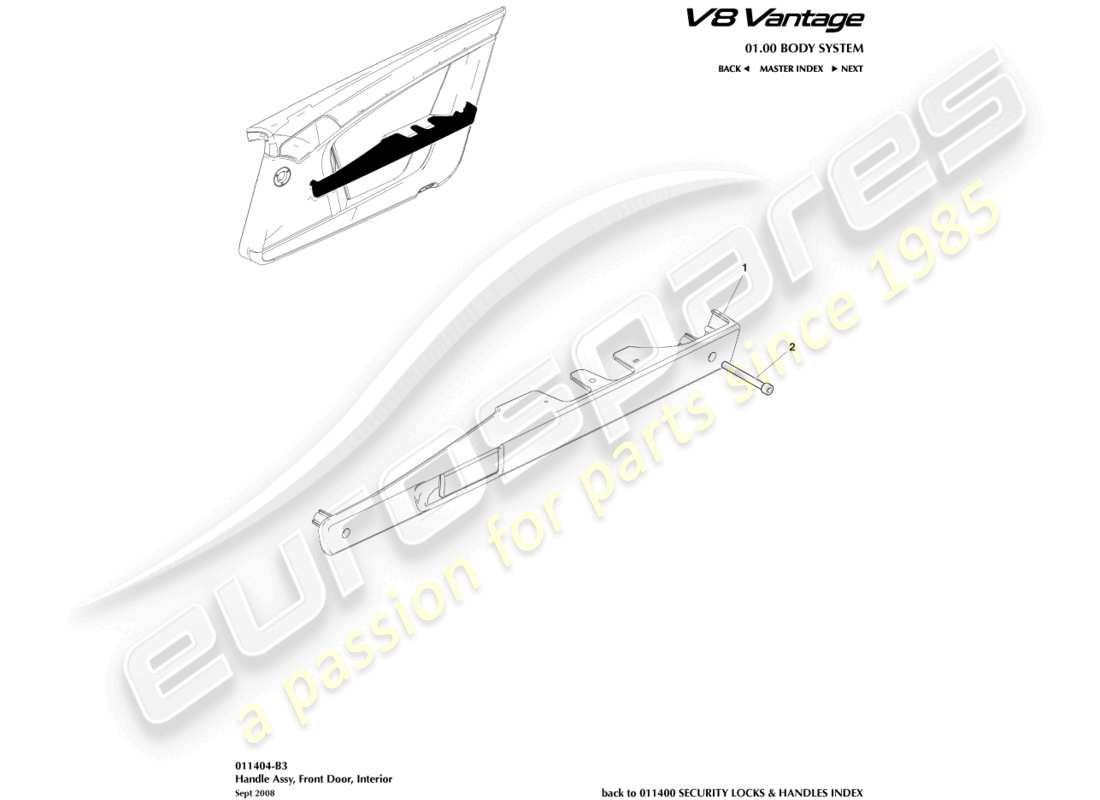 aston martin vantage gt8 (2017) teilediagramm der griffbaugruppe