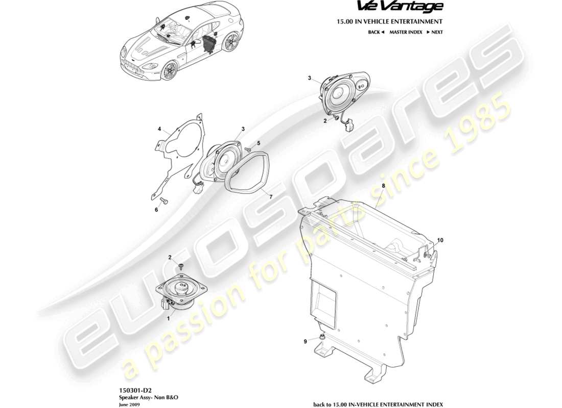 aston martin v12 vantage (2012) lautsprecher, basisteildiagramm
