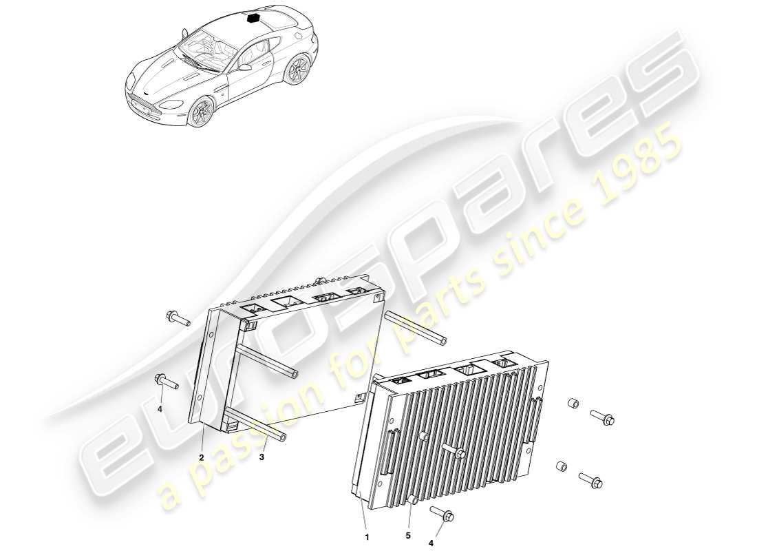 aston martin v8 vantage (2007) premium-verstärker, coupé-teilediagramm