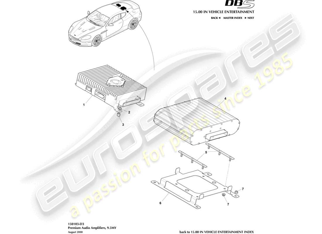 aston martin dbs (2014) premium-verstärker, coupé-teilediagramm