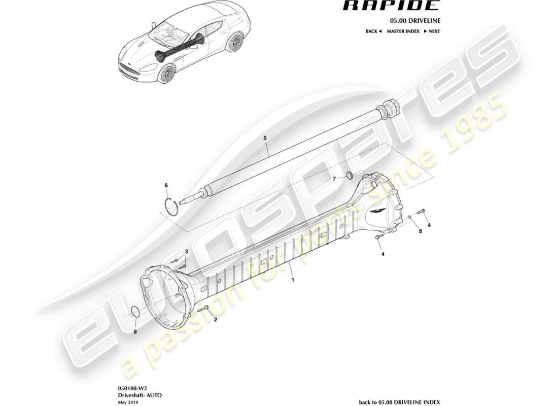 ein teilediagramm aus dem aston martin rapide-teilekatalog