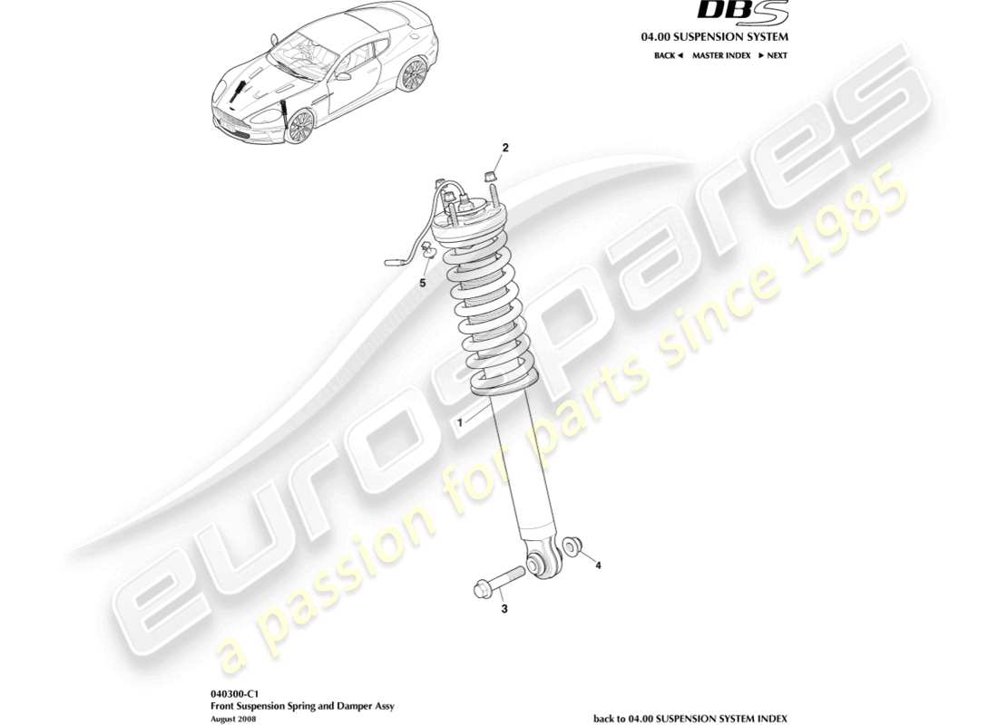 ein teilediagramm aus dem teilekatalog aston martin dbs (2007)