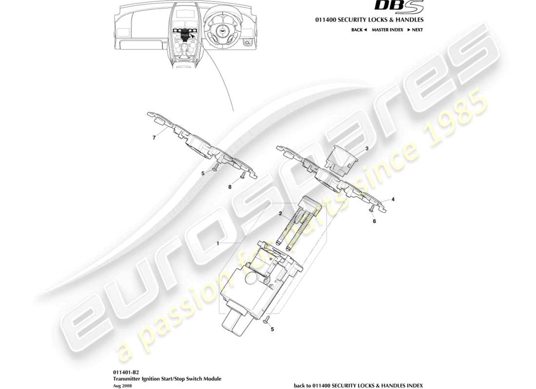 aston martin dbs (2013) teilediagramm des start/stop-moduls