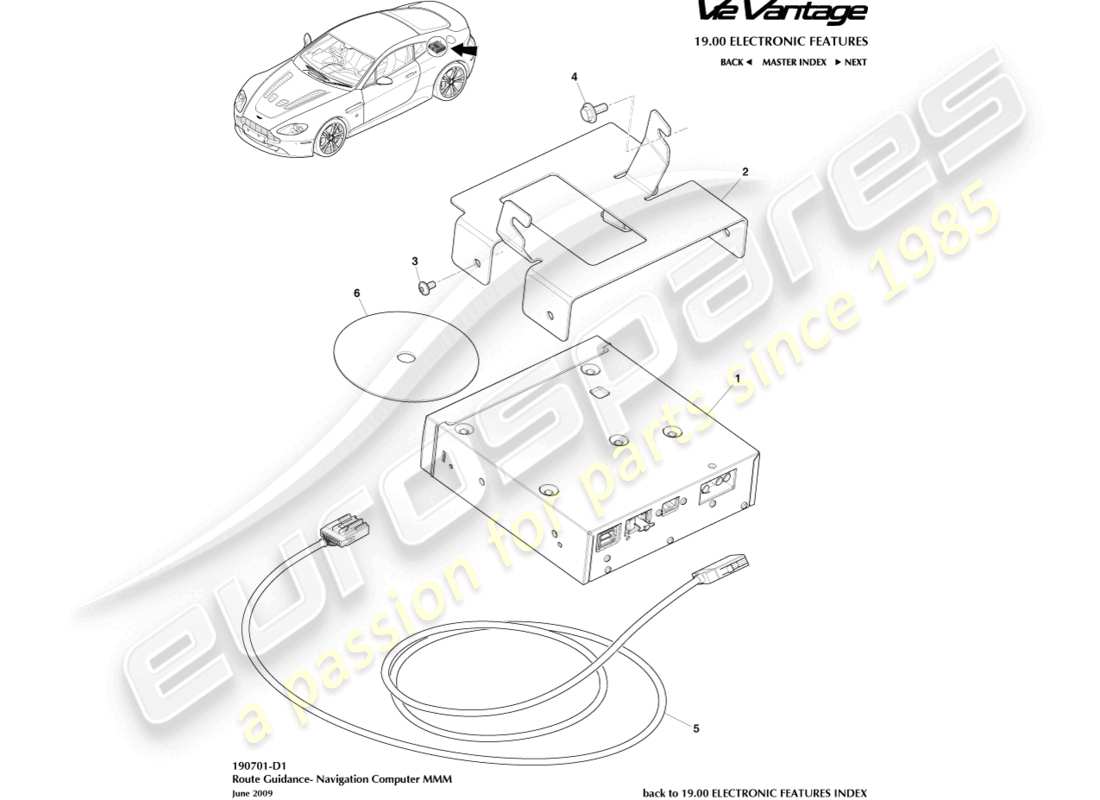 aston martin v12 vantage (2012) navigation teilediagramm
