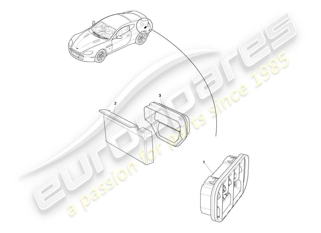 aston martin v8 vantage (2005) teilediagramm für luftabsaugkomponenten