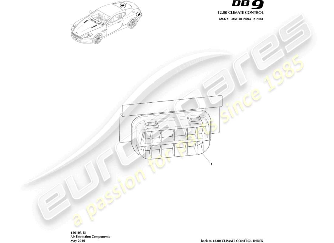 aston martin db9 (2011) komponenten zur luftabsaugung teilediagramm
