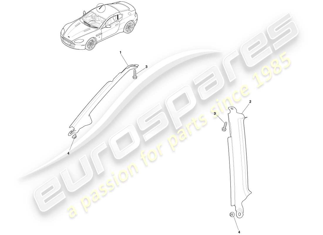 aston martin v8 vantage (2005) teilediagramm der b-säulenbaugruppe