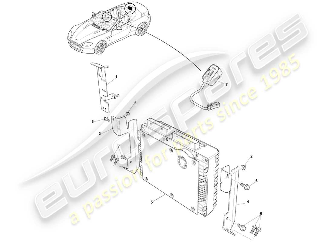 aston martin v8 vantage (2005) p3 verstärker, roadster-teilediagramm