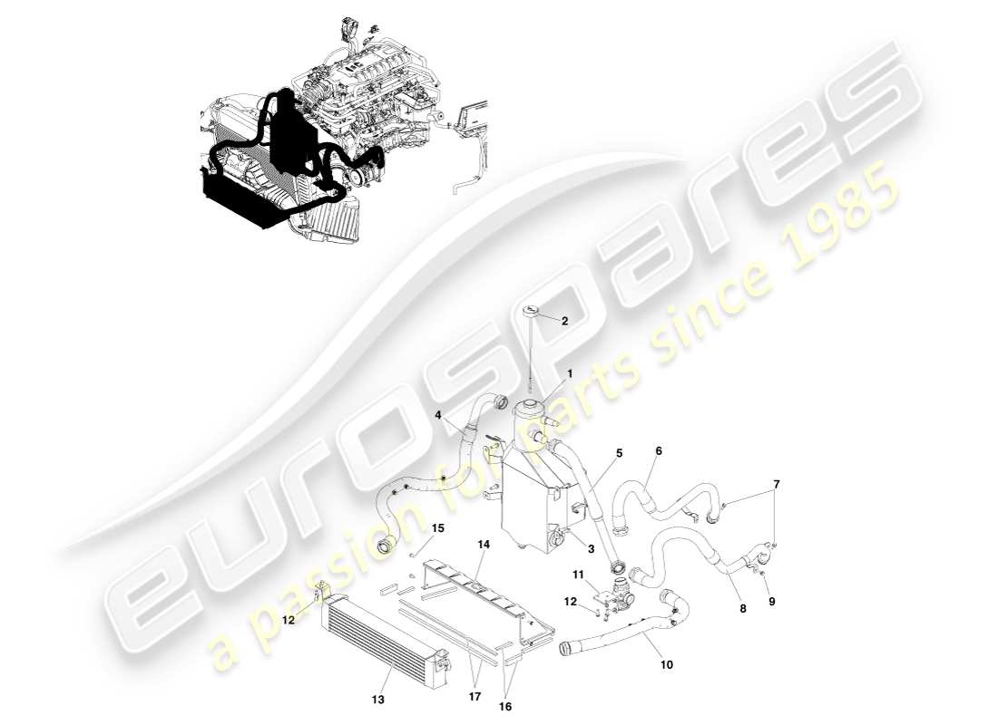 aston martin v8 vantage (2007) motorschmierung, leitungspassteildiagramm