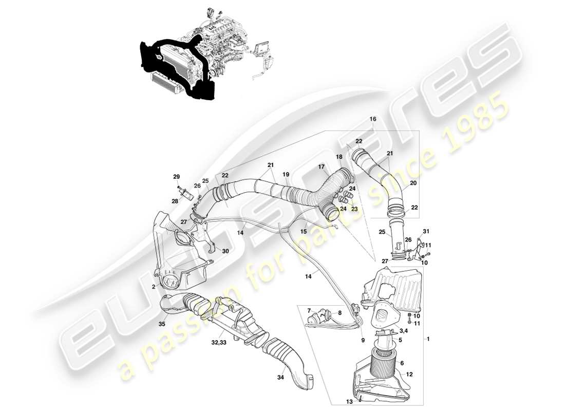 aston martin v8 vantage (2007) luftaufladung, n400 teilediagramm