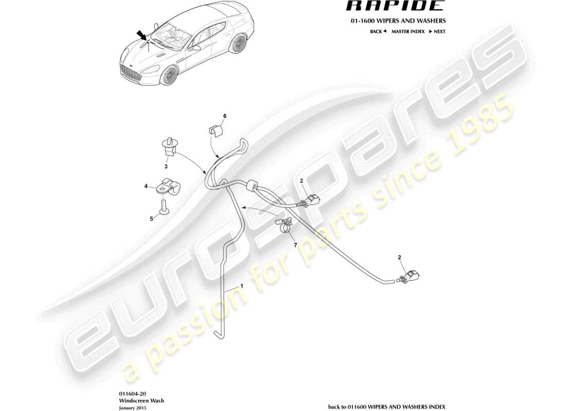 aston martin rapide (2011) teilediagramm für scheibenwaschanlage