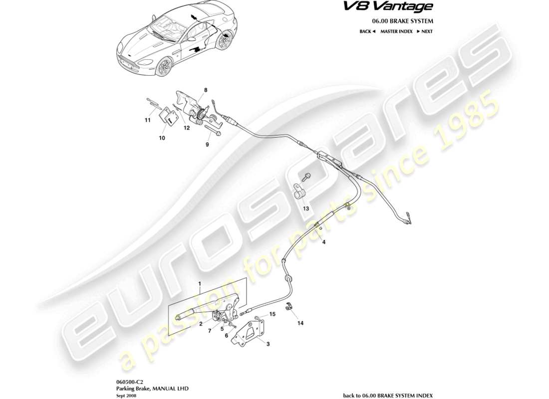 aston martin v8 vantage (2012) parkbremse, lhd-ersatzteildiagramm