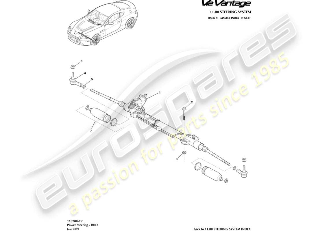 aston martin v12 vantage (2012) servolenkung, rhd-teilediagramm