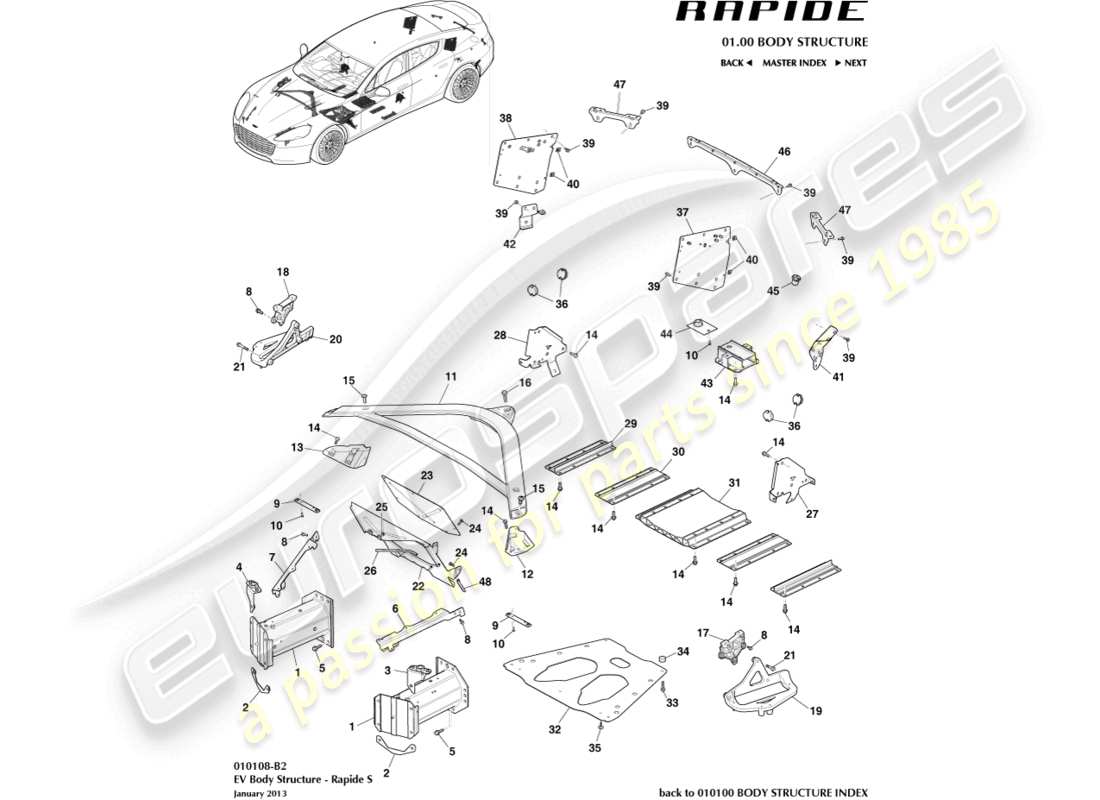aston martin rapide (2019) zusatzteile, s-teilediagramm