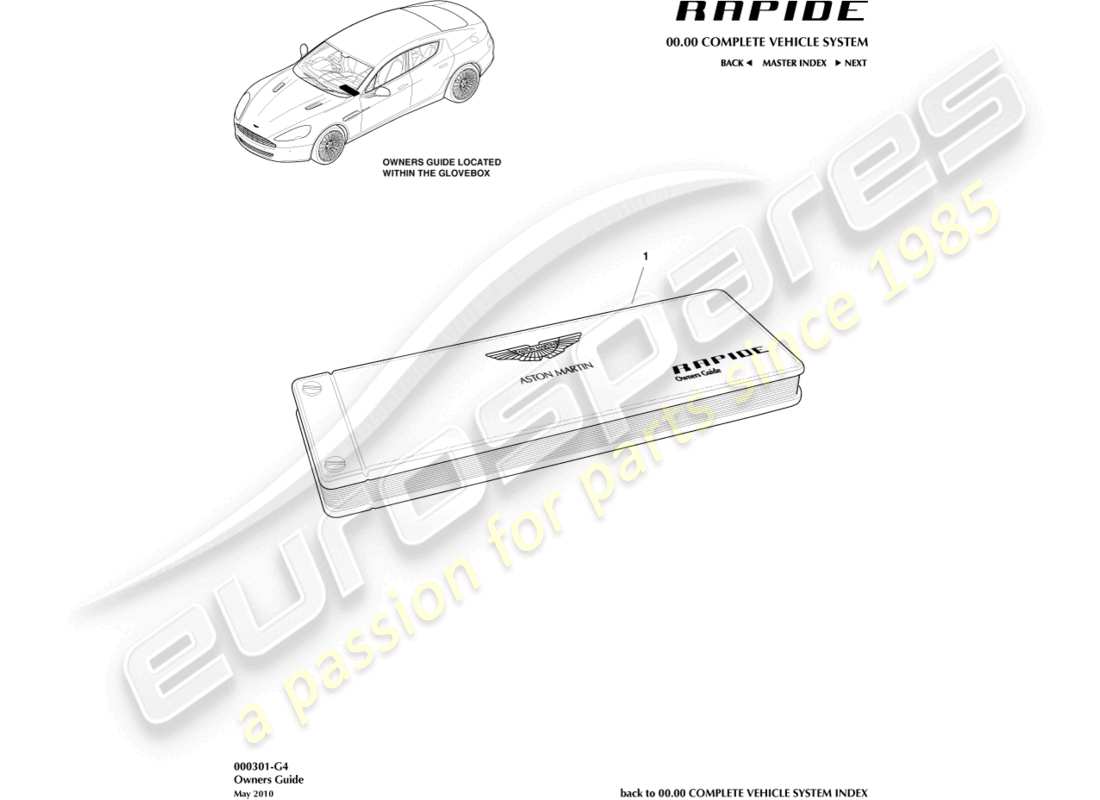 aston martin rapide (2012) teilediagramm für das benutzerhandbuch