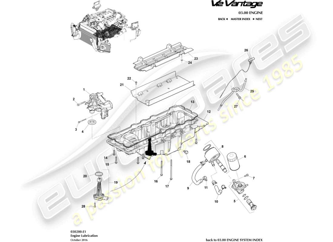 aston martin v12 vantage (2012) motorschmierung teilediagramm