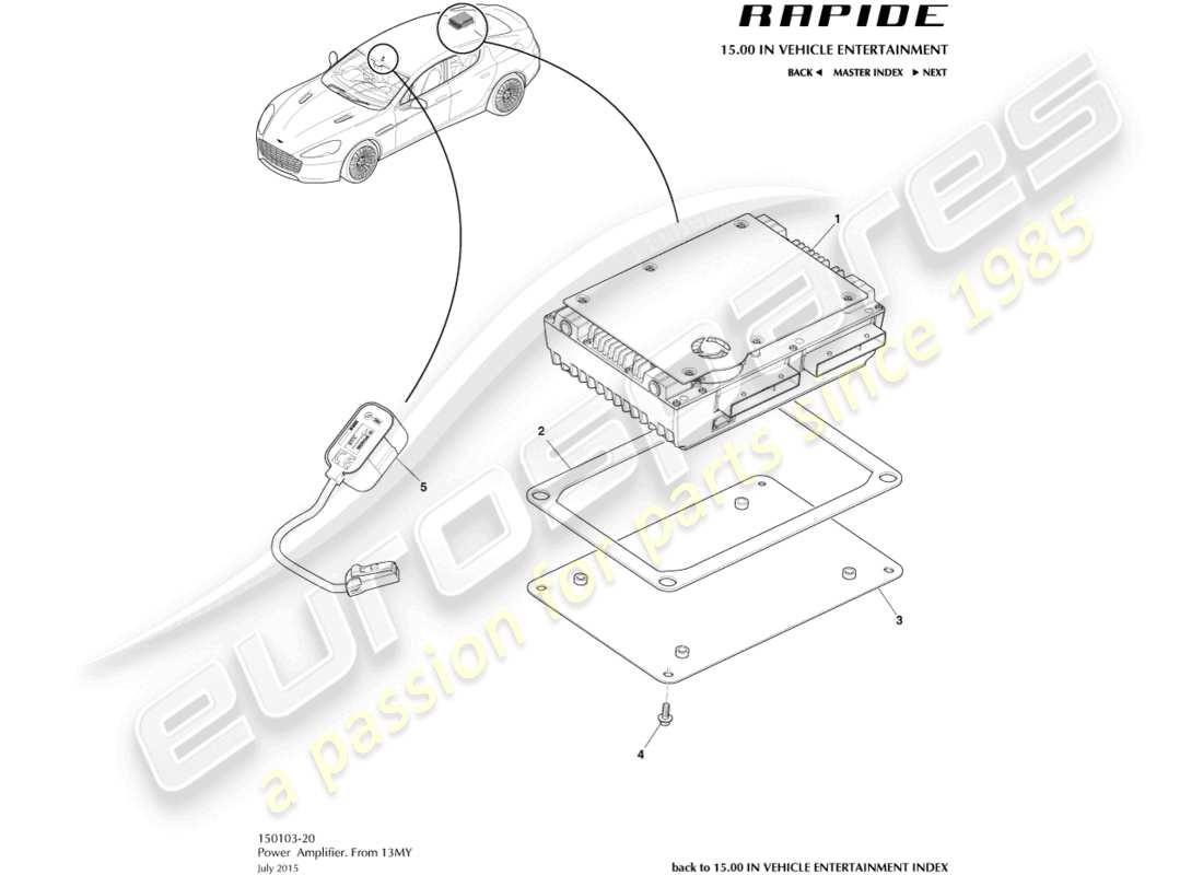 aston martin rapide (2010) einzelverstärker, 13my im teilediagramm