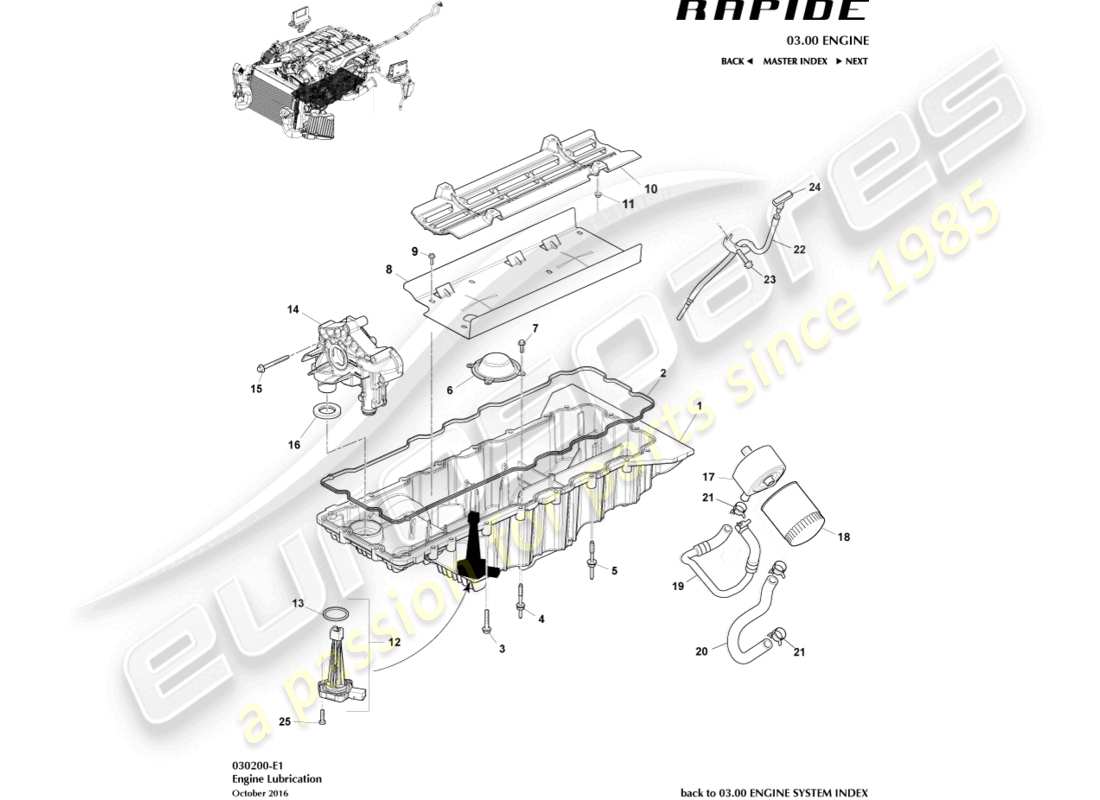 aston martin rapide (2010) motorschmierung teilediagramm