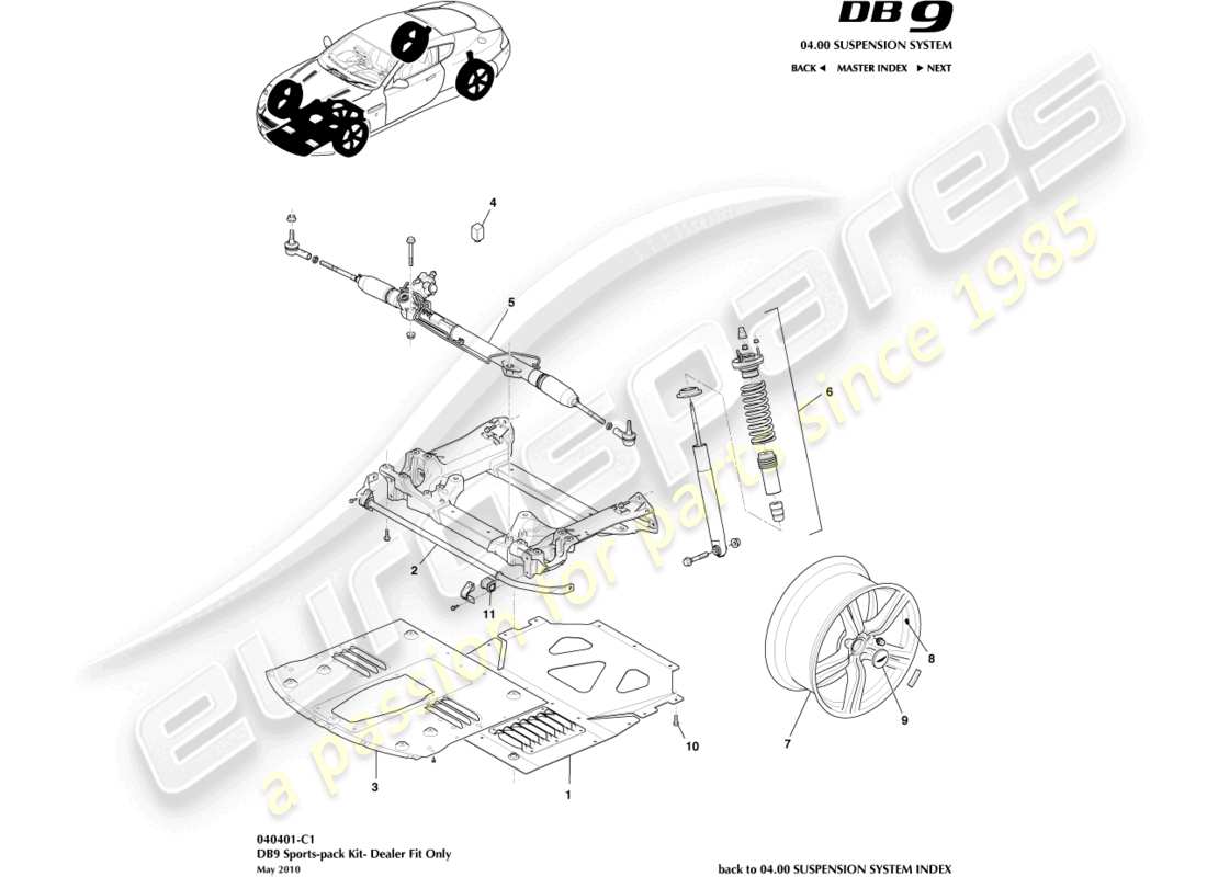 aston martin db9 (2005) sportpaket-kit, 2007 ersatzteildiagramm
