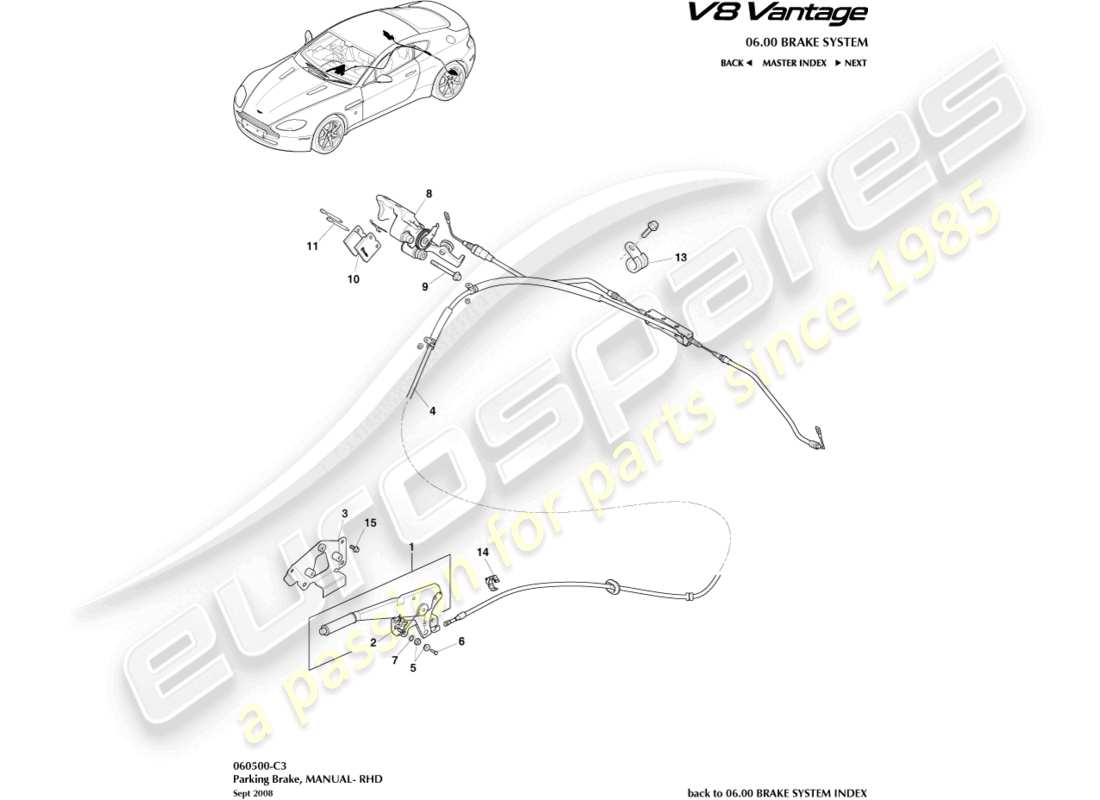 aston martin v8 vantage (2013) parkbremse, rhd-ersatzteildiagramm