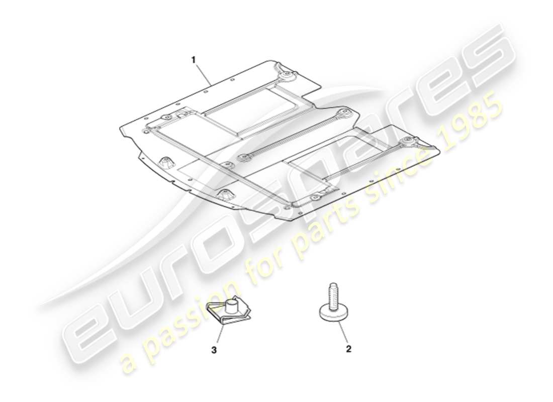 aston martin db9 (2016) vordere unterbodenabdeckung, volante-ersatzteildiagramm