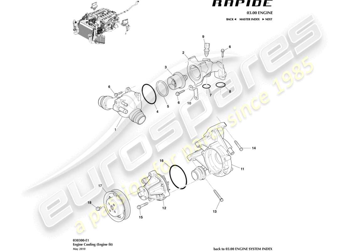aston martin rapide (2010) teilediagramm motorkühlung