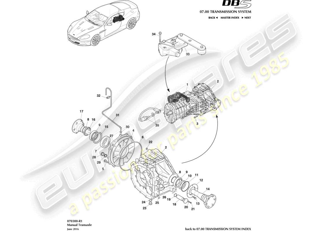 aston martin dbs (2007) transaxle, manuelles ersatzteildiagramm