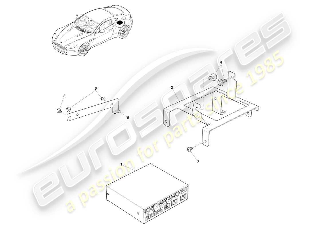 aston martin v8 vantage (2005) icu und halterung, 16my ersatzteildiagramm