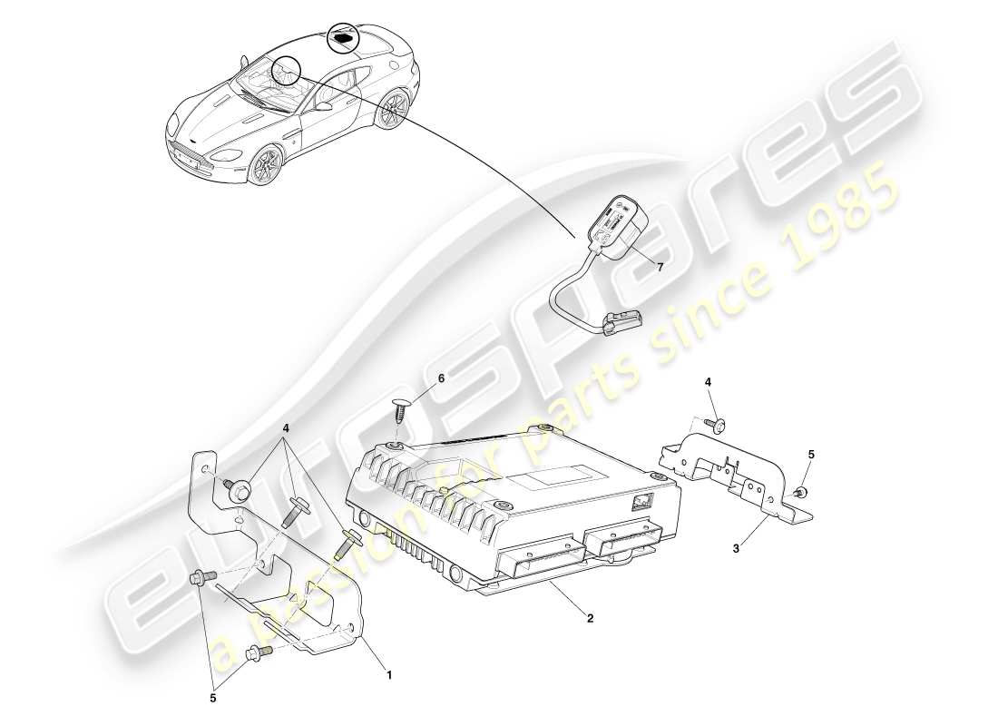 aston martin v8 vantage (2005) p3 verstärker, coupé-teilediagramm