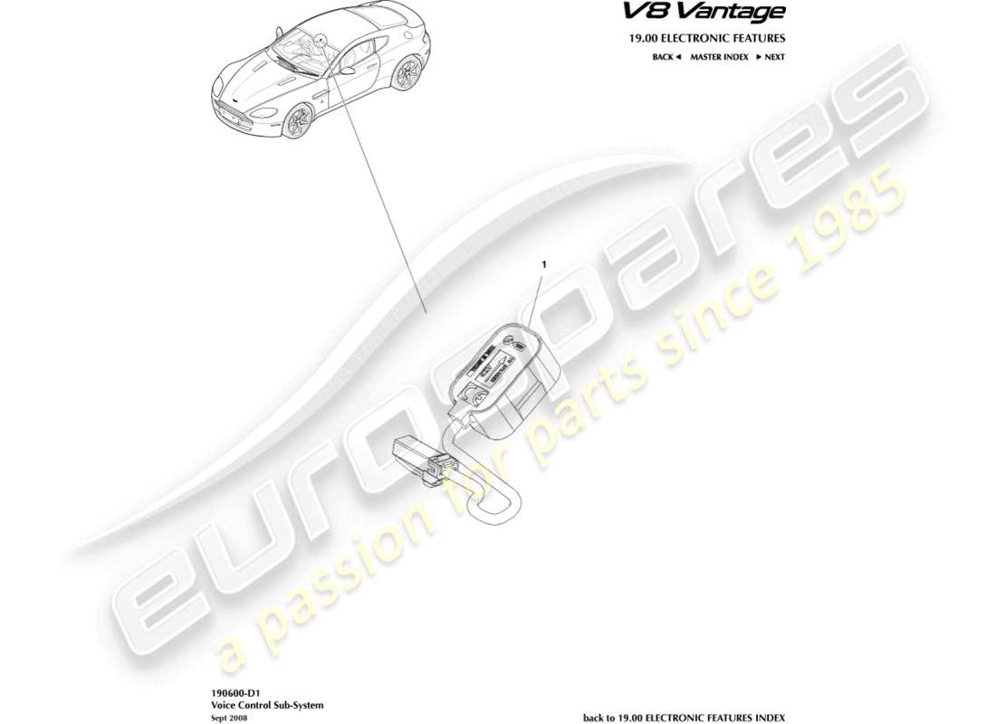 aston martin v8 vantage (2018) teilediagramm des sprachsteuerungssubsystems
