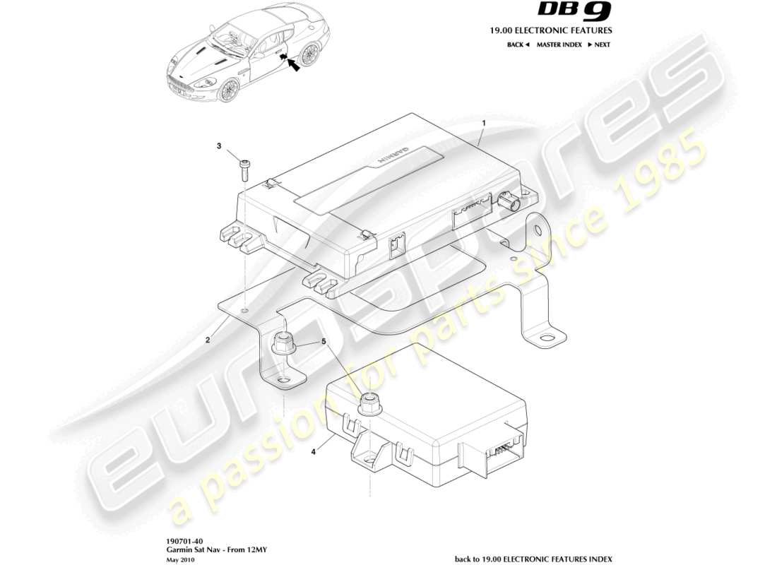 aston martin db9 (2011) navi, 12my eingeschaltet teilediagramm