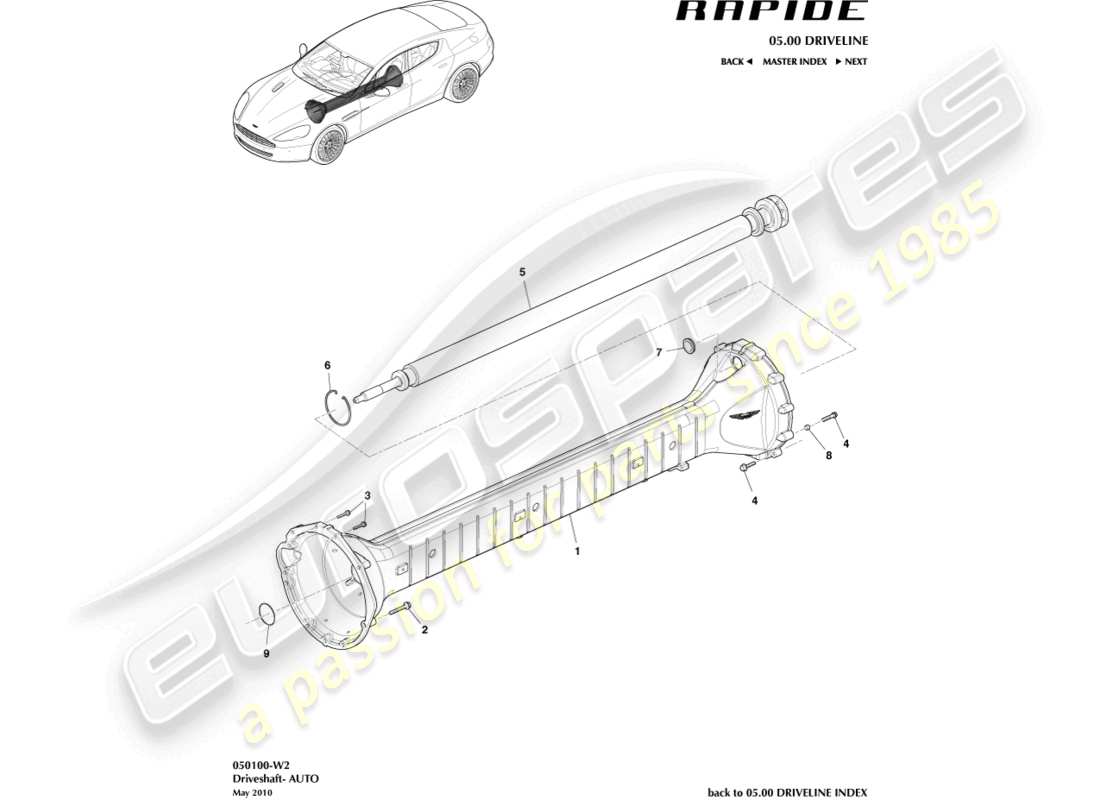 aston martin rapide (2011) drehmomentwannenbaugruppe, 6 spd ersatzteildiagramm