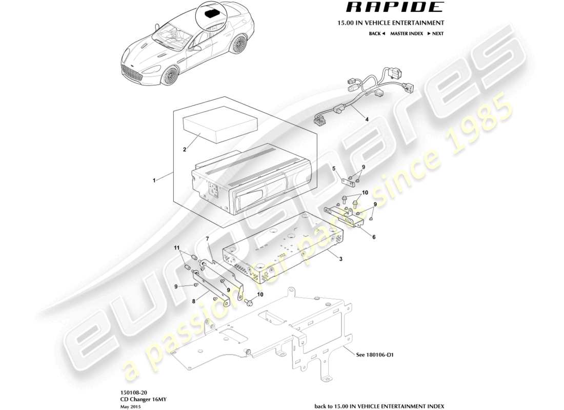 aston martin rapide (2011) cd-wechsler, 16my im ersatzteildiagramm