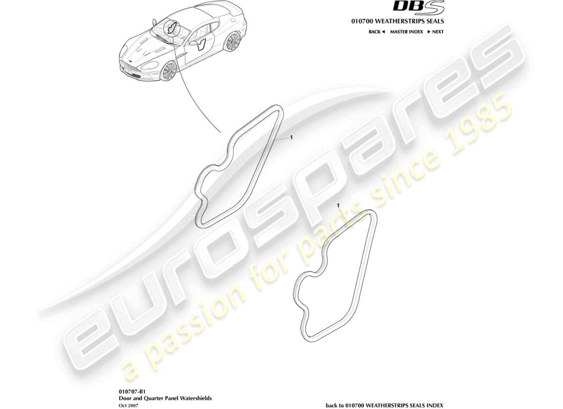 aston martin dbs (2013) wasserschutzschild-ersatzteildiagramm