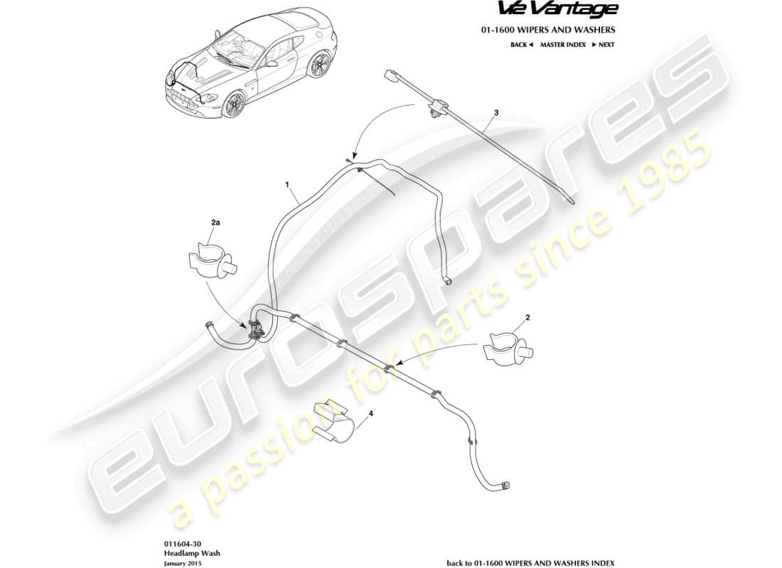 aston martin v12 vantage (2012) teilediagramm der scheinwerferwaschanlage