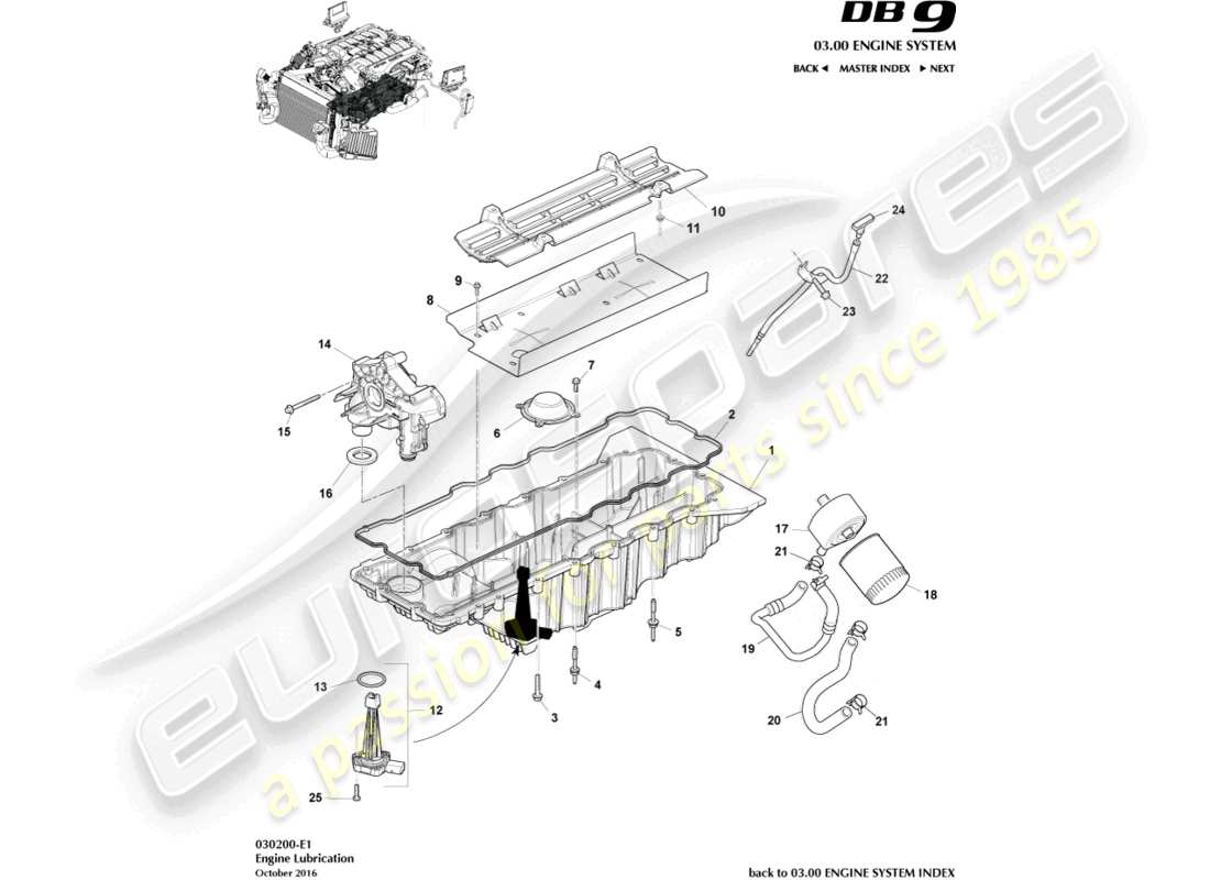 aston martin db9 (2006) motorschmierung teilediagramm