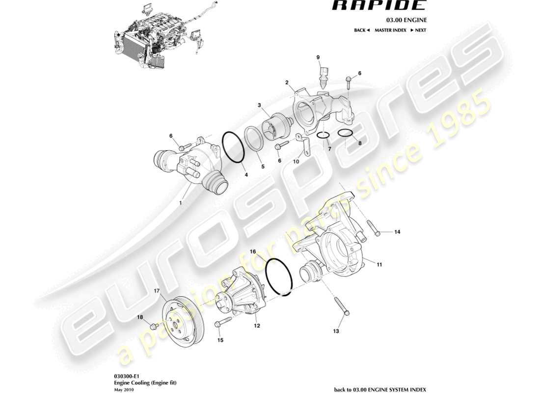 aston martin rapide (2011) teilediagramm motorkühlung