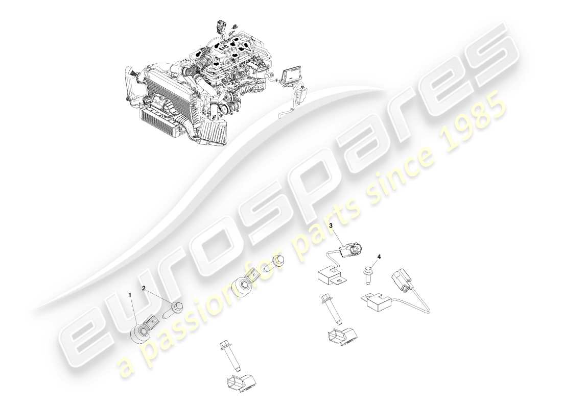 aston martin v8 vantage (2005) teilediagramm der elektronischen motorsteuerung
