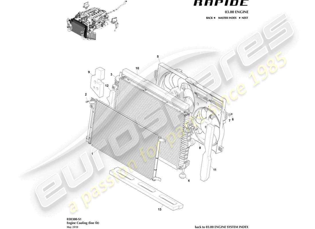 aston martin rapide (2011) motorkühlung, leitungspassteildiagramm