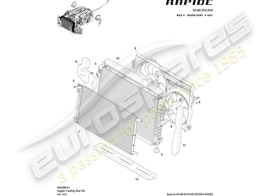 aston martin rapide (2012) motorkühlung, leitungspassteildiagramm