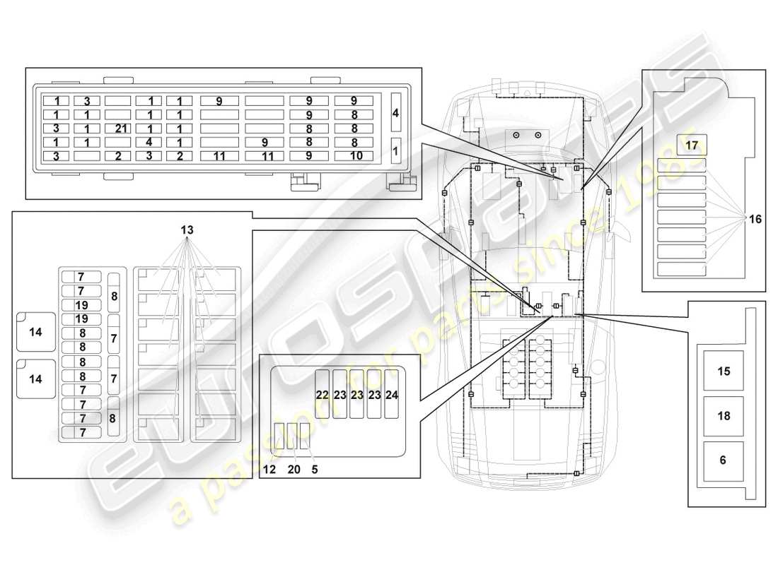 lamborghini gallardo spyder (2006) central electrics ersatzteildiagramm