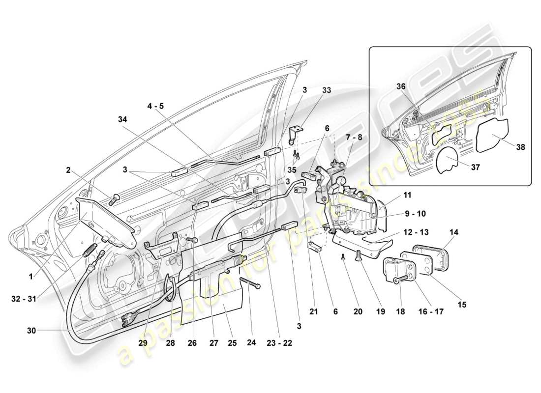 lamborghini reventon türschloss teilediagramm